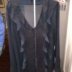 Tribal‎ black ruffle fitted shirt. Never worn